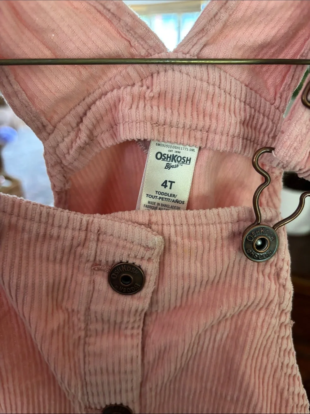 OshKosh B'gosh Light Pink Corduroy Toddler Overalls